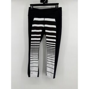 Athleta Sonar Striped Cropped Leggings Size S Black White Performance Activewear